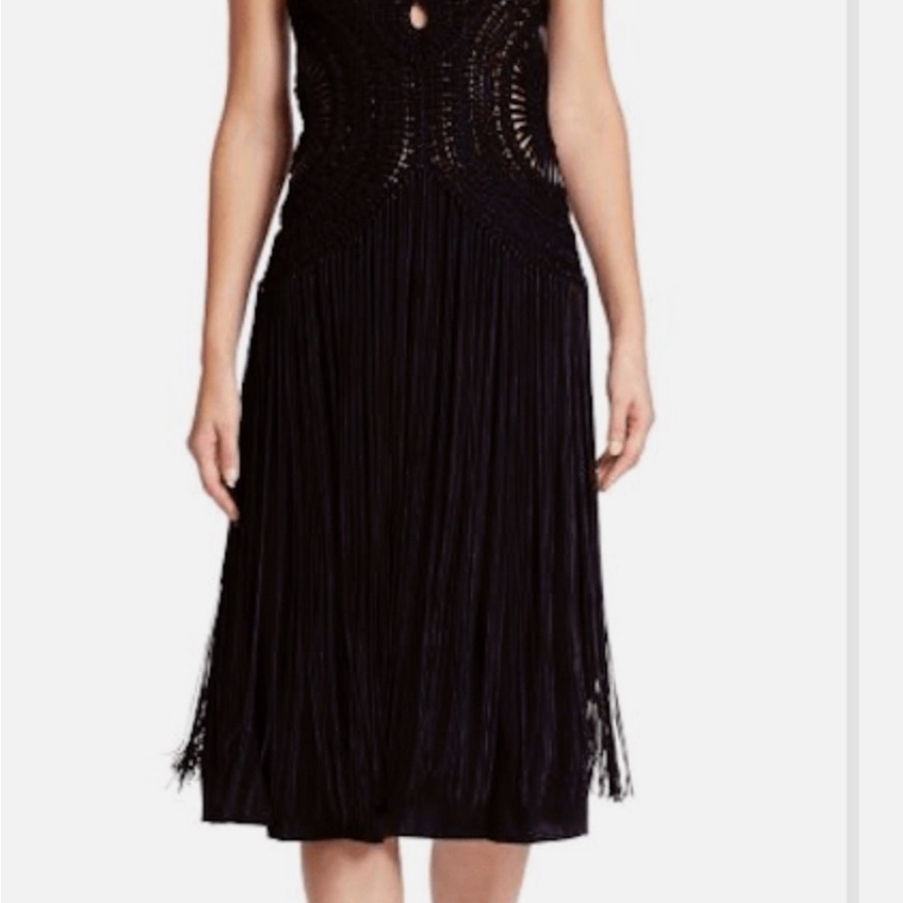 Ralph Lauren Purple Label Black Hand Crocheted Elegant Midi Dress